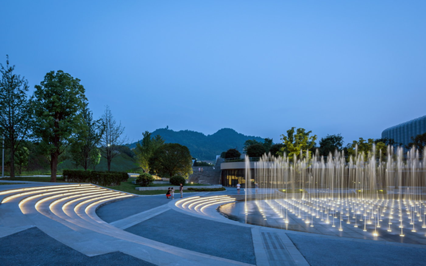 临安市体育文化会展中心室外景观设计---入口区音乐旱喷夜景