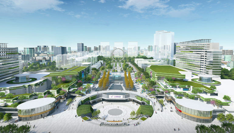 浙江省嘉兴市秀洲区四个片区(江南摩尔、秀水新区、运河新区、秀湖新区)城市